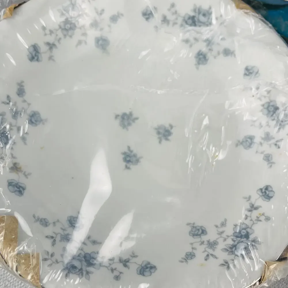 Johann Haviland Four Soup Bowls Blue Garland Pattern Bavaria Germany